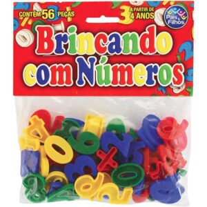 Brinquedo Pedagogico Brincando com Numeros 56 Pcs - Imagem 2