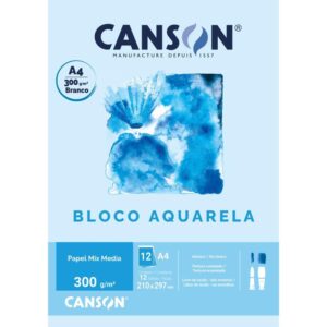 Bloco para Educacao Artistica Aquarela Branco A4 300G 12F - Imagem 1