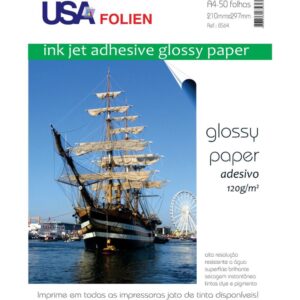 Papel Fotografico Inkjet A4 Glossy Adesivo 120G - Imagem 1