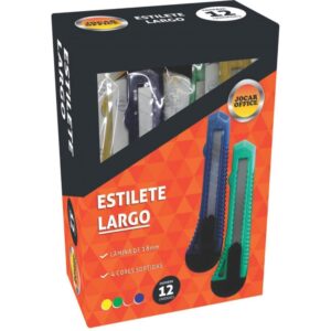 Estilete Largo Plastico 18MM Cores Sort. - Imagem 1