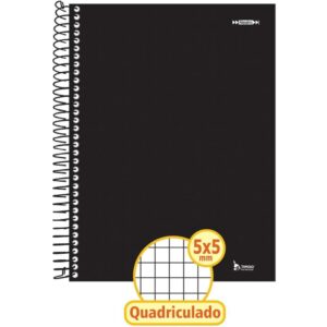 Caderno Quadriculado Univers. 5X5MM 96FLS. Espiral Preto Cd - Imagem 1