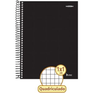Caderno Quadriculado Univers. 1X1CM 96FLS. Espiral Preto Cd - Imagem 1