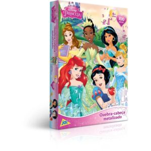 Quebra-Cabeca Cartonado Princesas Metalizado 100 Pecas - Imagem 1