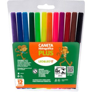 Caneta Hidrografica Leo e Leo 12 Cores Plus - Imagem 1