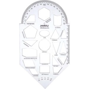 Regua Plastica Geometria Gabarito Cristal - Imagem 1
