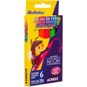 Giz de Cera Jumbo Big Giz Neon Gliter 52G 6CORES - Imagem 3