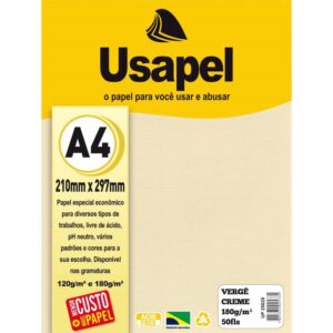 Papel A4 Verge Usapel Creme 180G. - Imagem 1