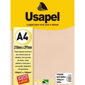 Papel A4 Verge Usapel Salmao 180G. - Imagem 1