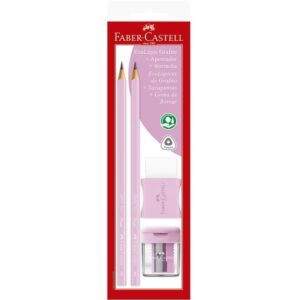 Kit Escolar Rosa Pastel C/ Borracha-Aponta - Imagem 1