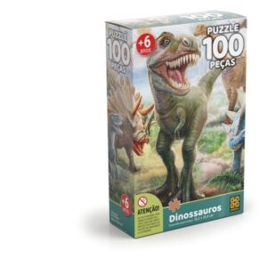 Quebra-Cabeca Cartonado Dinossauro 100 Pcs - Imagem 1