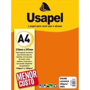 Papel A4 Color Usapel Laranja 180G - Imagem 1