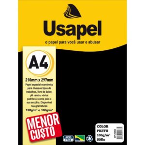 Papel A4 Color Usapel Preto 180G - Imagem 1