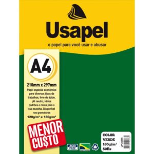 Papel A4 Color Usapel Verde 180G. - Imagem 1