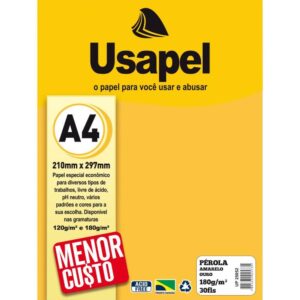 Papel A4 Perolado Usapel Amarelo Ouro 180G - Imagem 1