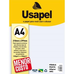 Papel A4 Perolado Usapel Prata 180G - Imagem 1