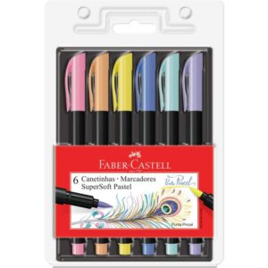 Caneta Hidrografica Supersoft 6 Cores Pastel - Imagem 1