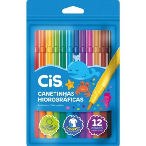 Caneta Hidrografica Cis Lavavel 12 Cores - Imagem 1