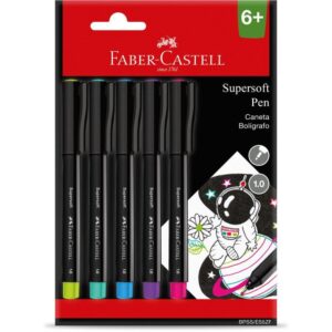Caneta com Ponta Porosa Supersoft Pen 1.0MM C/5 Cores - Imagem 1