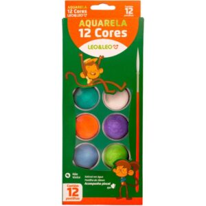 Aquarela Escolar Leo e Leo 12 Cores - Imagem 1