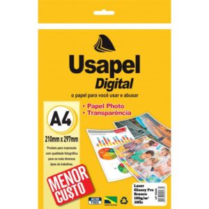 Papel Fotografico Laser Usapel Glossy Prof. A4 180G. - Imagem 1