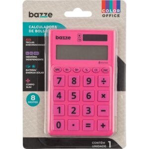 Calculadora de Bolso 8 Dig. Bazze Rosa - Imagem 1