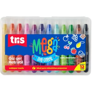 Giz de Cera Jumbo Tris Retratil 12CORES C/Cheiro - Imagem 1