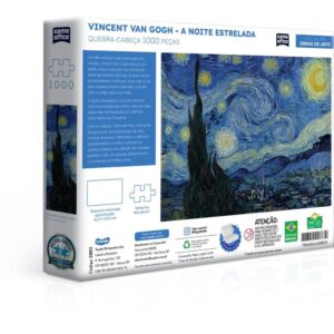 Quebra-Cabeca Cartonado Van Gogh Noite Estrelada 1000P - Imagem 3