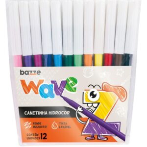 Caneta Hidrografica Bazze Wave 12 Cores - Imagem 1