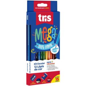 Lapis de Cor Triangular Mega Soft Color 12CORES C/Kit - Imagem 1