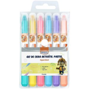 Giz de Cera Jumbo Retratil Pastel 6 Cores - Imagem 1