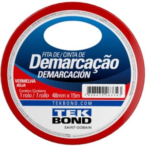 Fita para Demarcacao de Solo PVC Vermelha 48MMX15M - Imagem 1