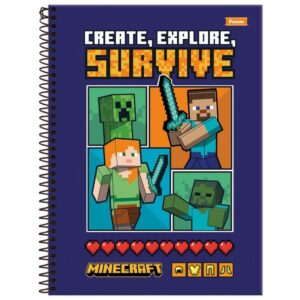 Caderno 01X1 Capa Dura Minecraft 80FLS. - Imagem 4