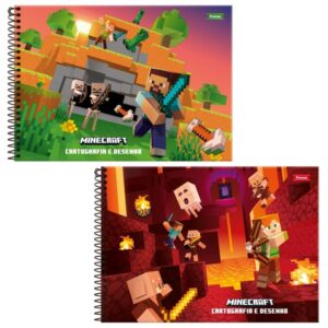 Caderno Desenho Univ Capa Dura Minecraft 80FLS. - Imagem 1