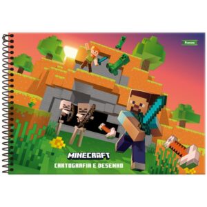 Caderno Desenho Univ Capa Dura Minecraft 80FLS. - Imagem 2