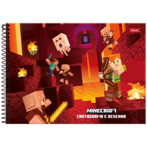 Caderno Desenho Univ Capa Dura Minecraft 80FLS. - Imagem 3
