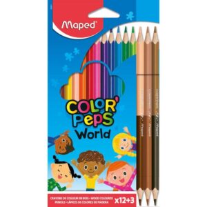 Lapis de Cor Triangular Color Peps 12 CORES+3 Duo Pele - Imagem 2