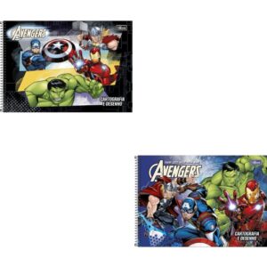 Caderno Desenho Univ Capa Dura Avengers 80FLS. - Imagem 1