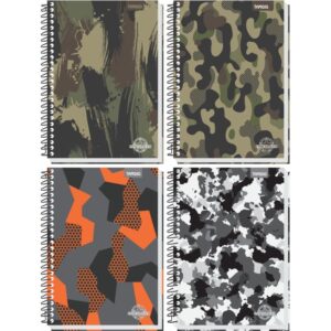 Caderno Espiral 1/4 Capa Dura Camuflagem 96FLS. - Imagem 1