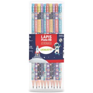Lapis Preto Redondo Decorado Astronauta Hb C/Borracha 4MOD. - Imagem 1