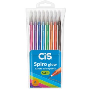 Caneta Esferografica Cis Spiro Glow 0,7MM 8CORES - Imagem 1