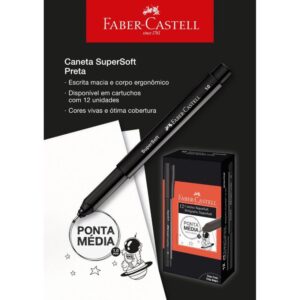 Caneta com Ponta Porosa Supersoft Pen 1.0MM Preta - Imagem 3