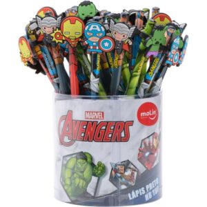 Lapis Preto Redondo Decorado The Avengers Top C/Borracha - Imagem 1