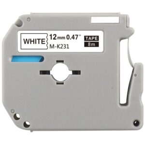 Fita para Rotulador Eletronico 12MMX8MTS M-K231 Preto/Branco - Imagem 1