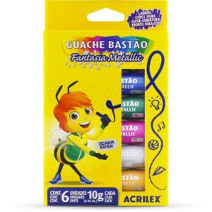 Tinta Guache Bastão Mettalic C/06 Cores - Imagem 2