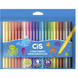 Caneta Hidrografica Cis Lavavel 24 Cores - Imagem 1