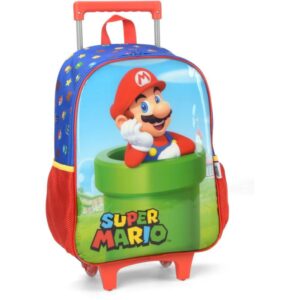 Mochila Infantil com Rodinha Super Mario Bros G Azul - Imagem 1