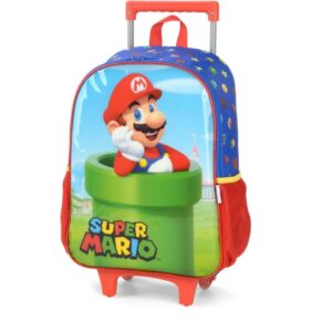 Mochila Infantil com Rodinha Super Mario Bros G Azul - Imagem 2