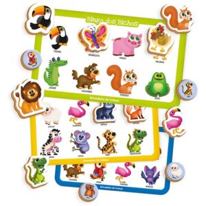 Jogo de Bingo Pre School Bichos Madeira 68PC - Imagem 1
