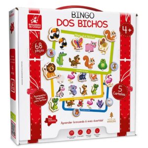 Jogo de Bingo Pre School Bichos Madeira 68PC - Imagem 2
