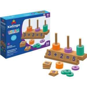 Brinquedo Pedagogico Madeira Steam Brinc. de Matematica 56P - Imagem 2
